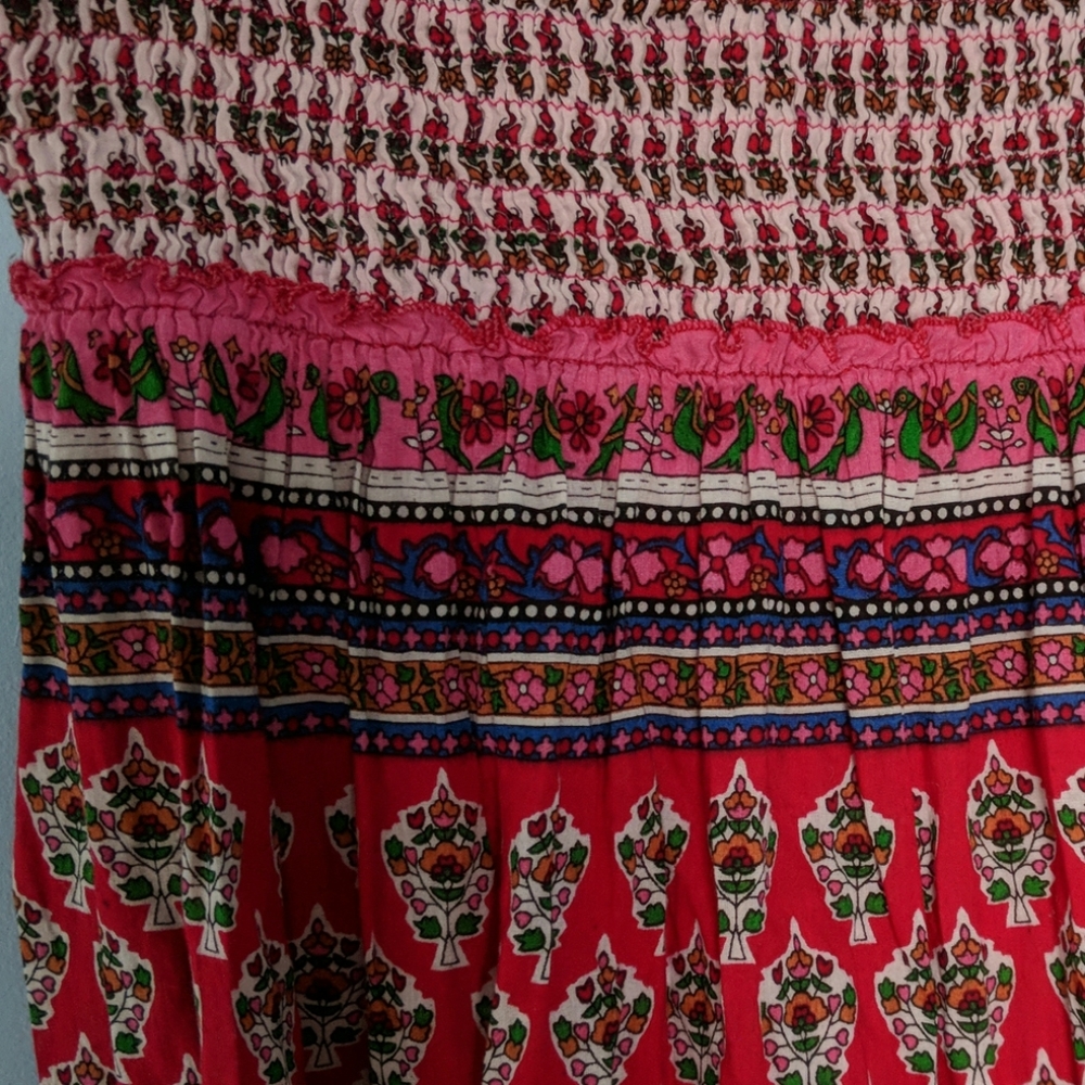 Women's boho printed pink skirt - Picture 2 of 4